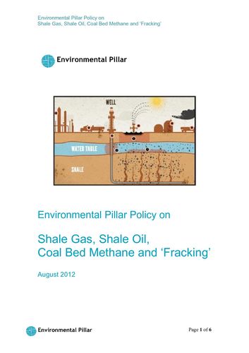 Publication cover - Environmental Pillar Policy on Shale Gas and Fracking 2012