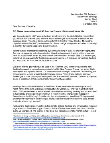 Letter to An Taoiseach_No to Shannon LNG